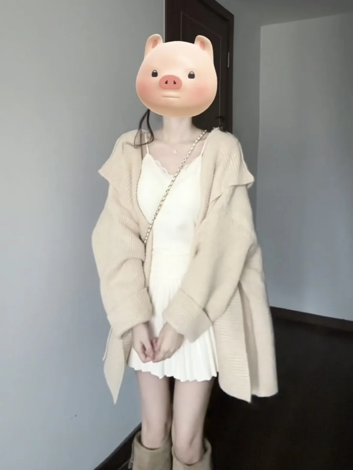 Корейский мягкий вязаный женский кардиган цвета хаки с длинным рукавом и