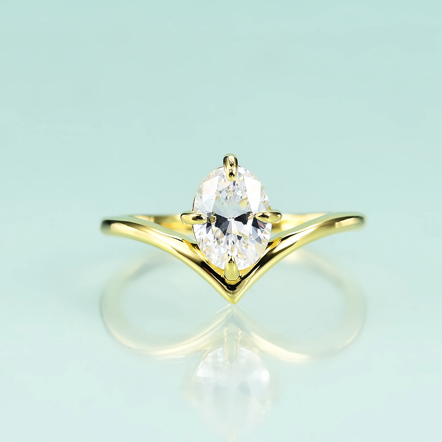 

Gem's Beauty 14K Yellow Gold For Women Rings 925 Sterling Silver AAAA Cubic Zirconia Rings Engagement Proposal Wedding Band