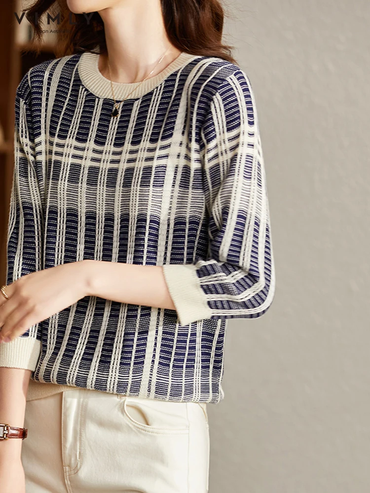 Свитер VIMLY для женщин Новинка осени 2021 вязаные топы элегантные свитера в полоску
