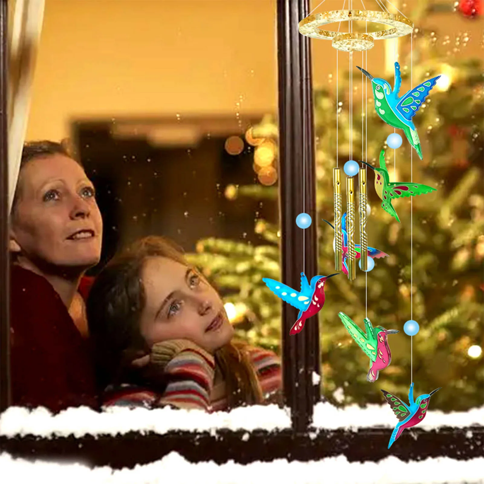 Мягкая прочная подвеска-колокольчик с колибри из силикона и смолы | Аксессуары