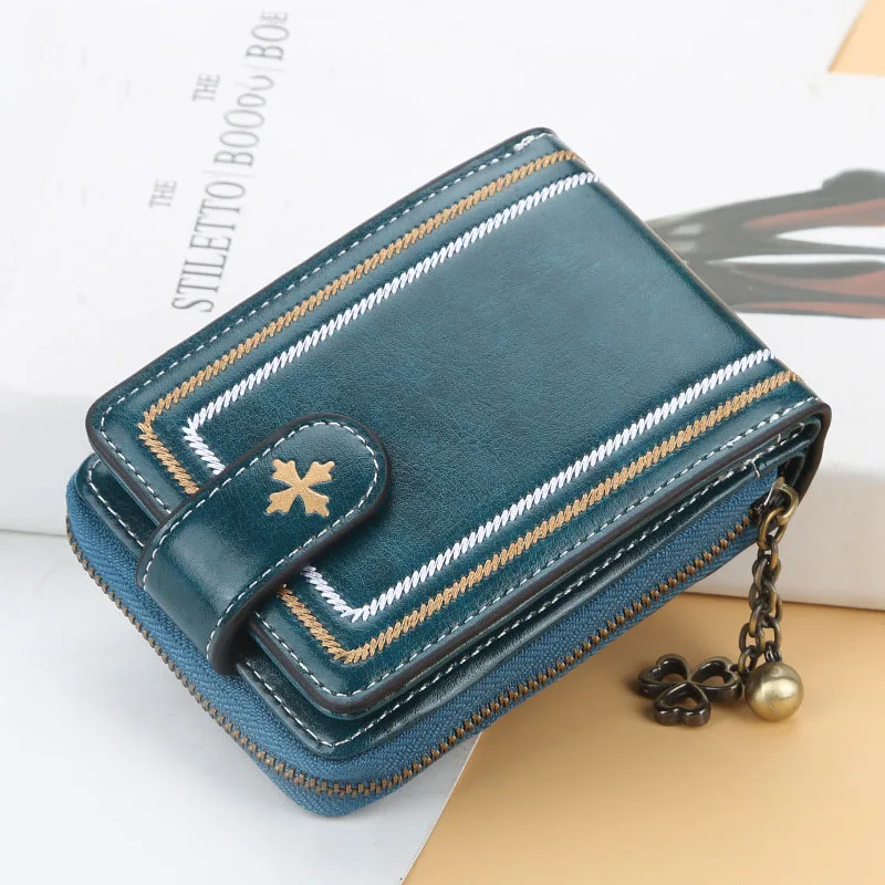 

Organ style card case PU leather card case Horizontal European and American style coin purse Fashion buckle ladies wallet