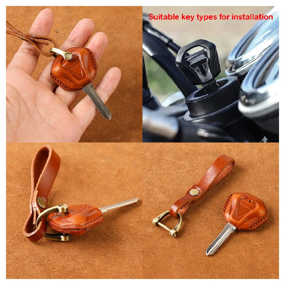 

Для Triumph Bonneville T120 T100 Bobber 1200 Thruxton ABS 2020-2025 чехол для ключей мотоцикла кожаный чехол модный брелок для ключей