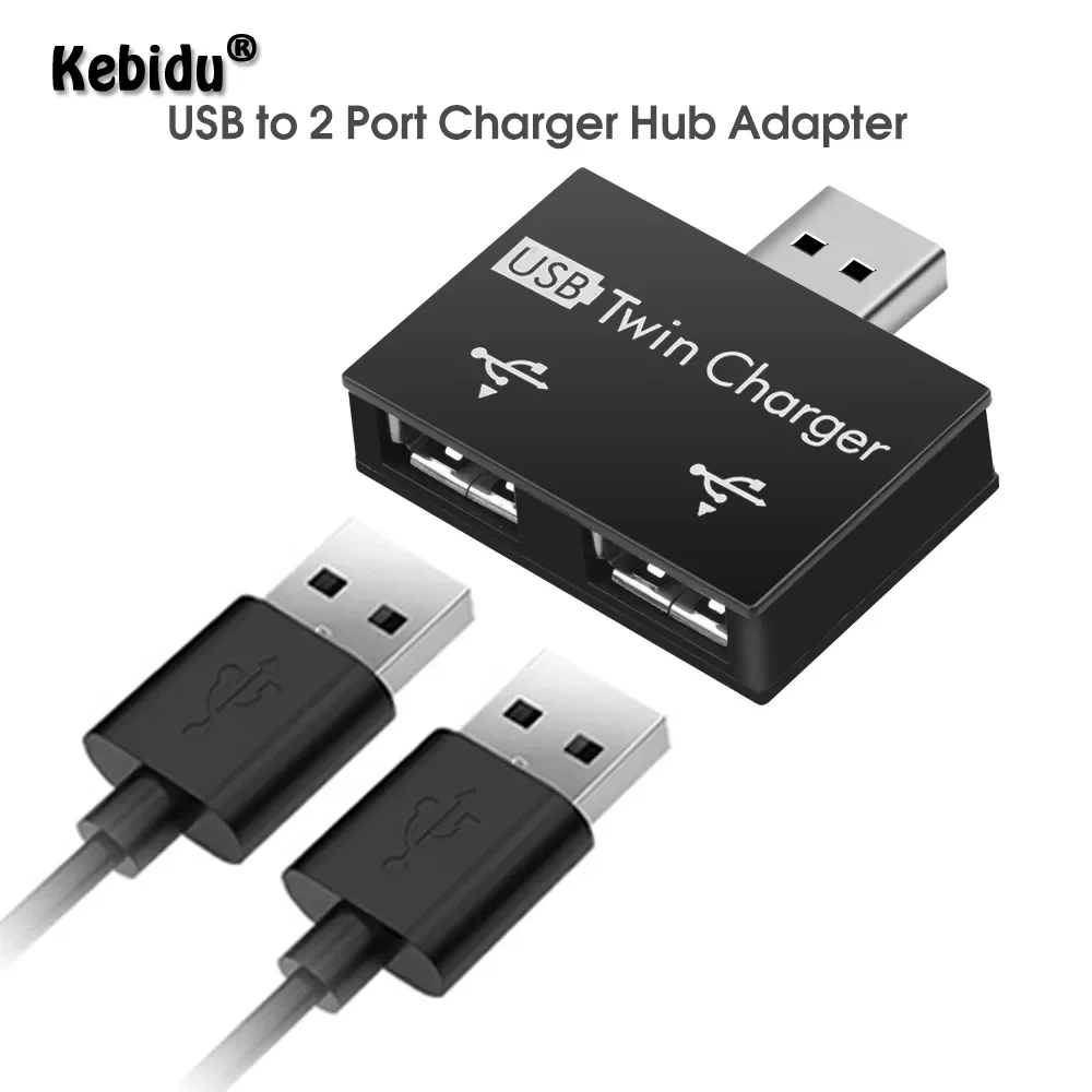 

Kebidu Mini USB Hub To 2 Port Charger Hub Adapter Hot Sale Fashion New USB Splitter For Phone Tablet Computer Notebook