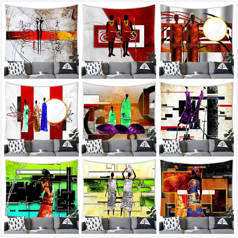 

Оптовая продажа, Африканская женщина, абстрактный фоновый гобелен, настенное украшение для дома, настенное искусство
