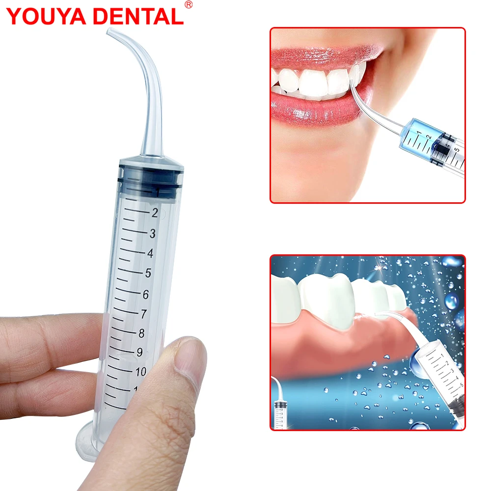 50pcs 12ml Dental Irrigation Syringe With Curved Tip Disposable Clear Dentist Tools Dentistry Instrument    Oral Teeth Whitening