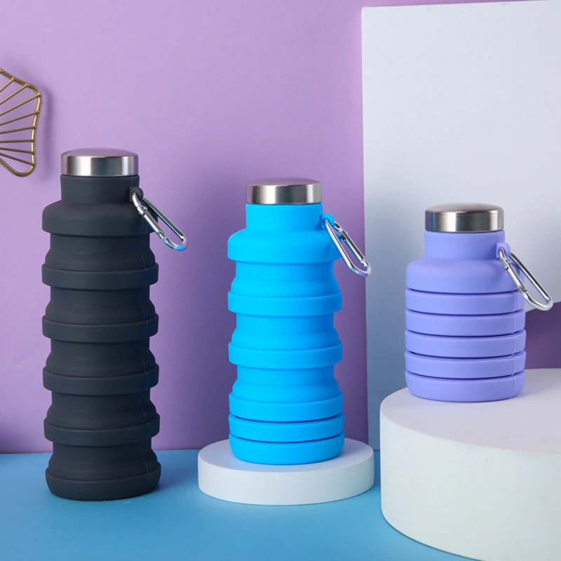 

500ML Silicone Telescopic Bottle Large Capacity Sports Kettle Portable Silicone Folding Cup Reusable Water Bottles For Travel