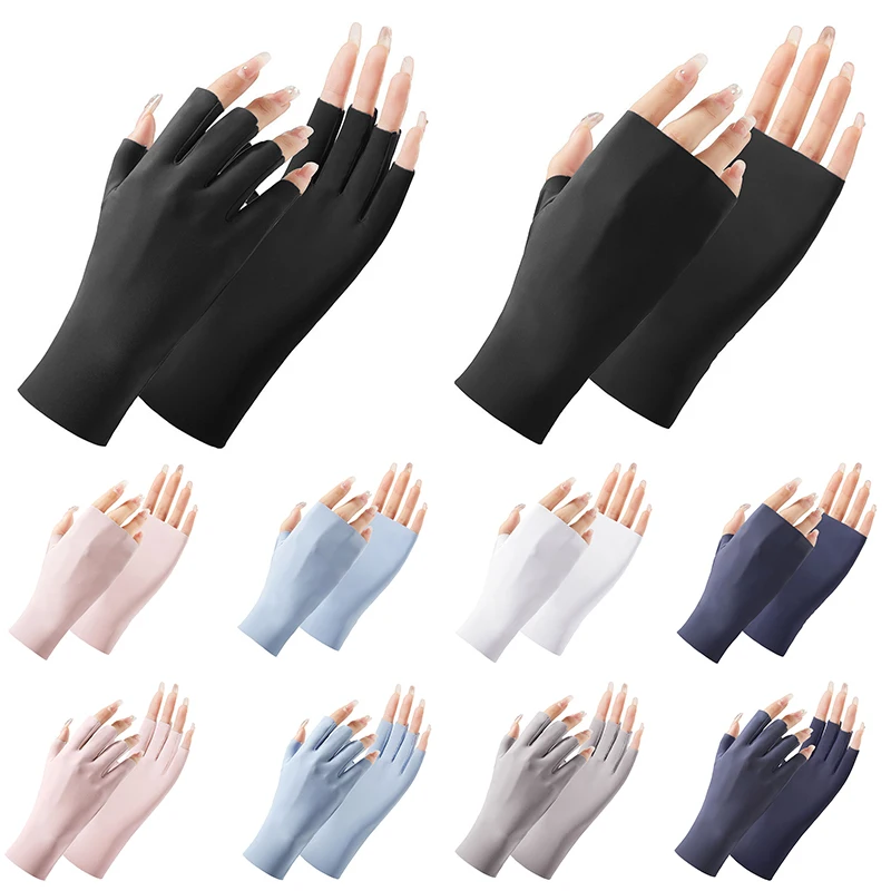 

Summer Women Thin Cotton Fingerless Gloves guantes Touch Screen Woman Gloves Work Cycling Non-slip Half Finger Driving Gloves