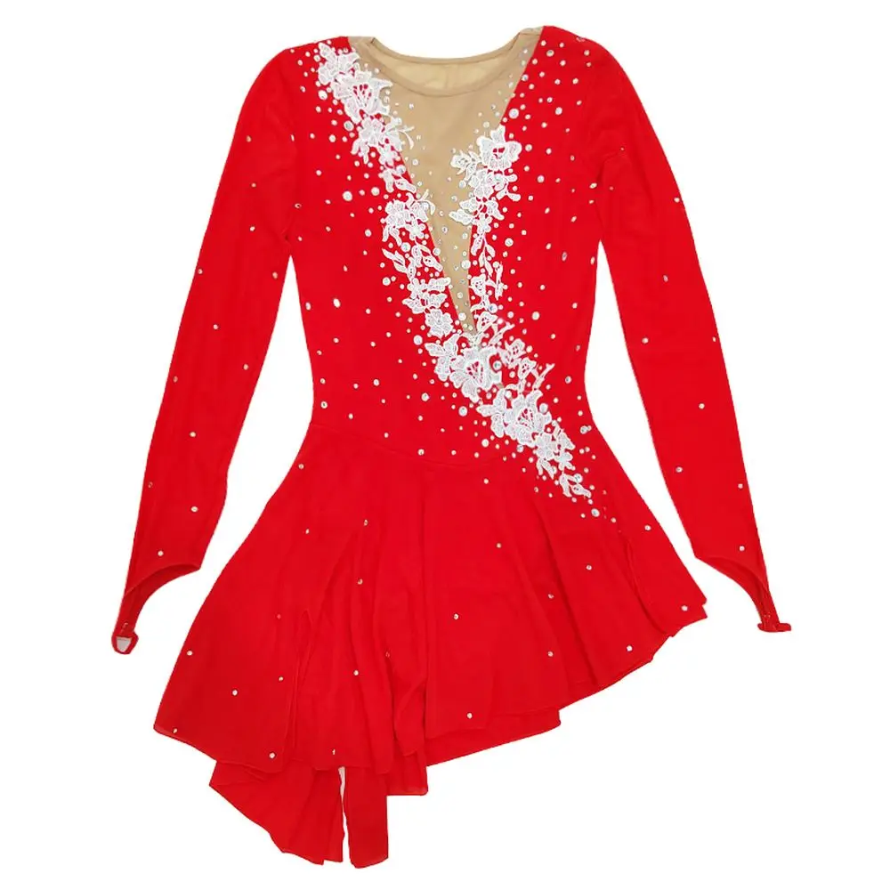 

Одежда для фигурного катания, женская одежда, одежда для девочек для катания на коньках, одежда для спортивных мероприятий, трехмерная сетчатая одежда с вышивкой