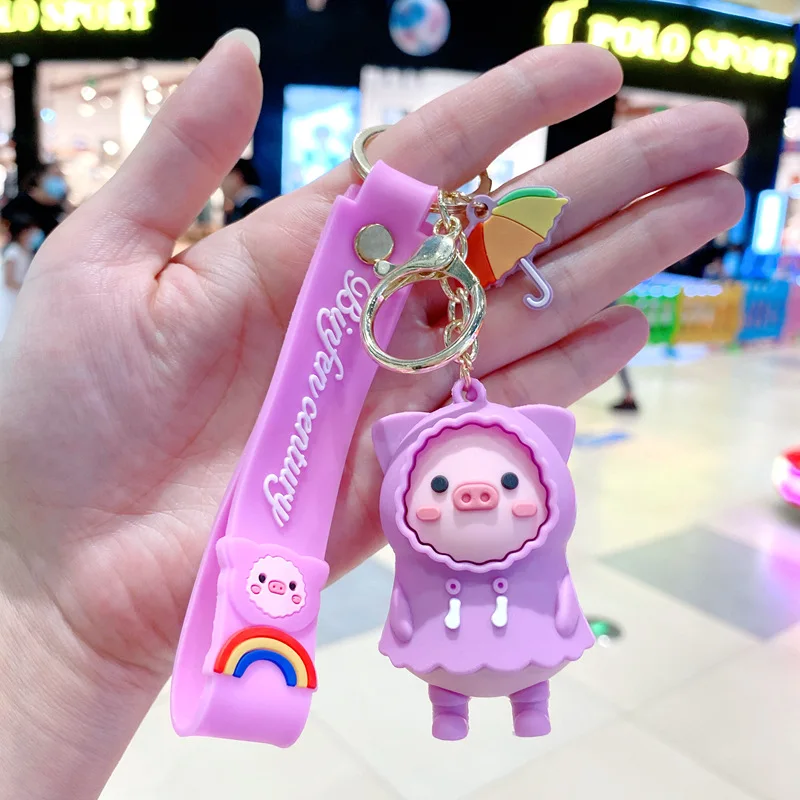 Мультяшный дождевик брелок для автомобиля в виде свиньи милая подвесная сумка