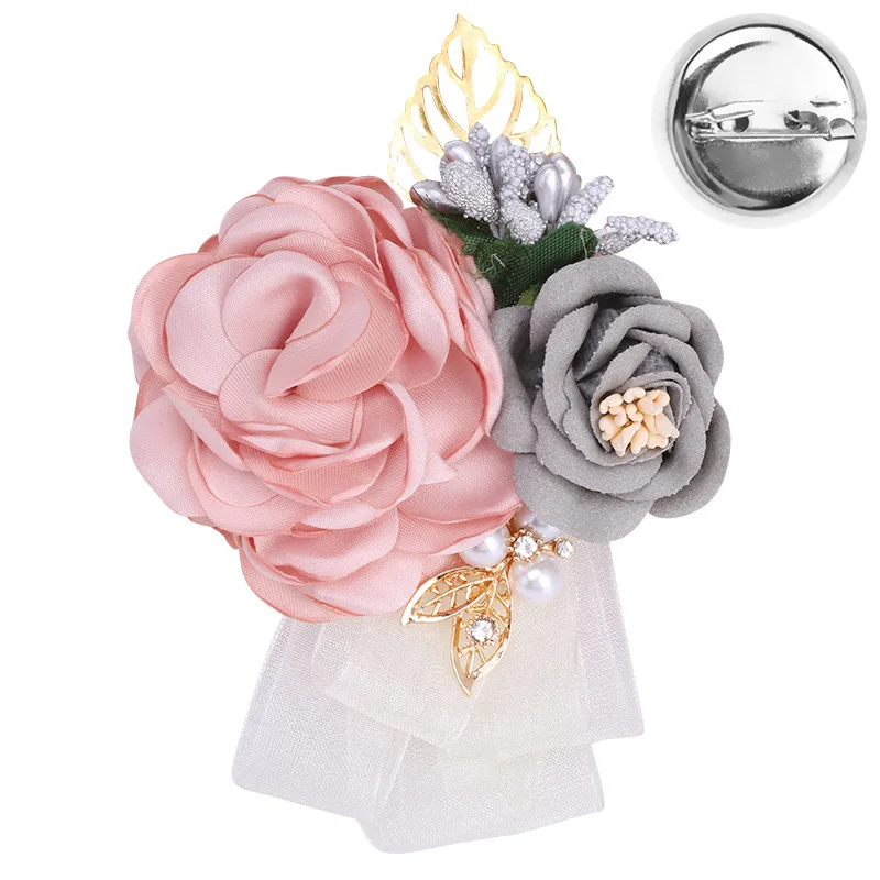 

VOHSIAHPO Wedding Corsage Ribbon Azalea Groom Bride Boutonnieres Bridesmaid Groomsmen Flowers Companion Prom Party Gift Decorat