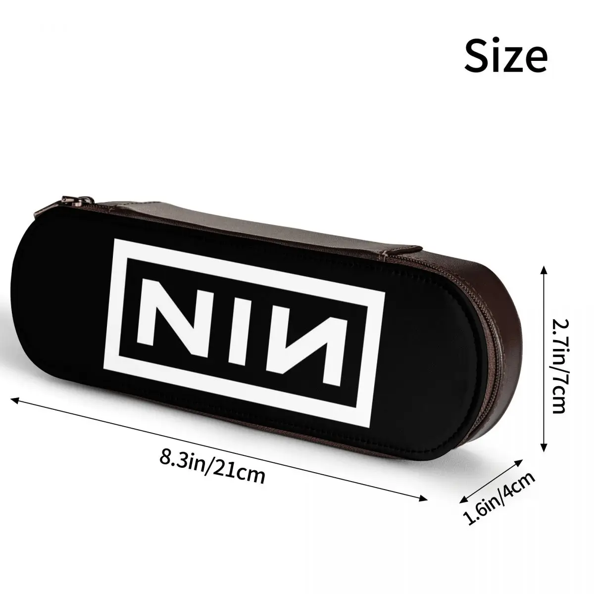 Фото Кожаные пеналы с логотипом Nine Inch Nails, сумка для хранения канцелярских принадлежностей, коробка для ручек, пенал для мальчиков и девочек, подарки №3