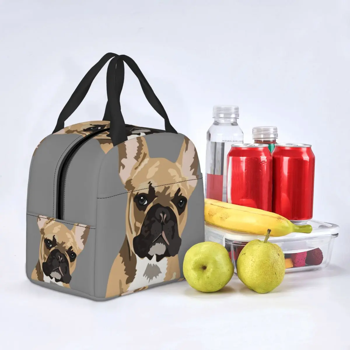 Pop Art Fawn French Bulldog Lunch Bag Waterproof Insulated Canvas Cooler Bag Dog Thermal Picnic Travel Lunch Box for Women Kids