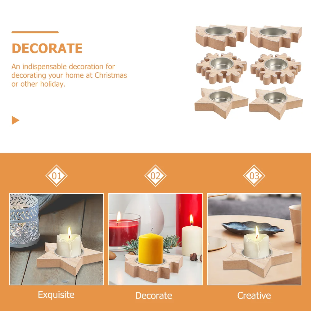 Рождественский подсвечник для чая украшение деревянные подставки чайных свечей
