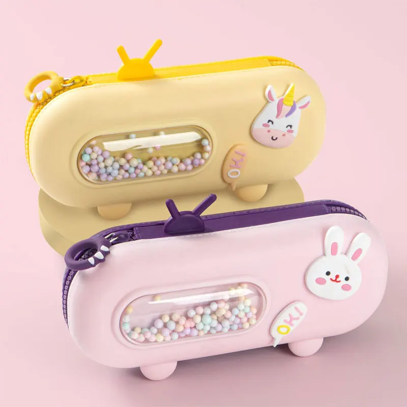 

Kawaii Stationery Unzipped Pencil Cases Cute Rabbit Girls Decompression Pencil Pouch Storage Pen Box School Supplies