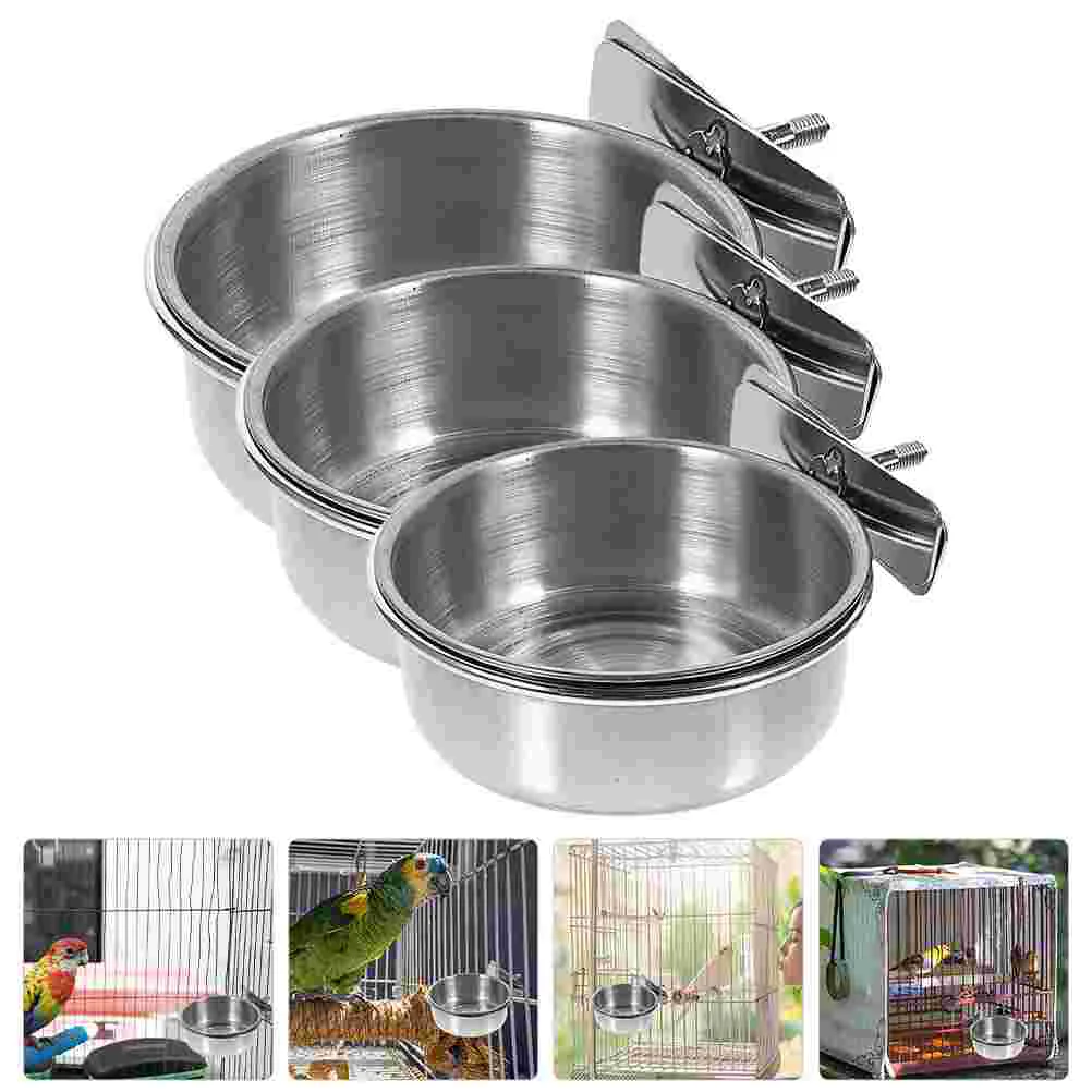 

Parrot Foodbowl Bowls Bird Cage Feeder Dish Chinchilla Feeding Cup Steel Stainless Birds Pet Cups Hamster Guineadrinking Crate