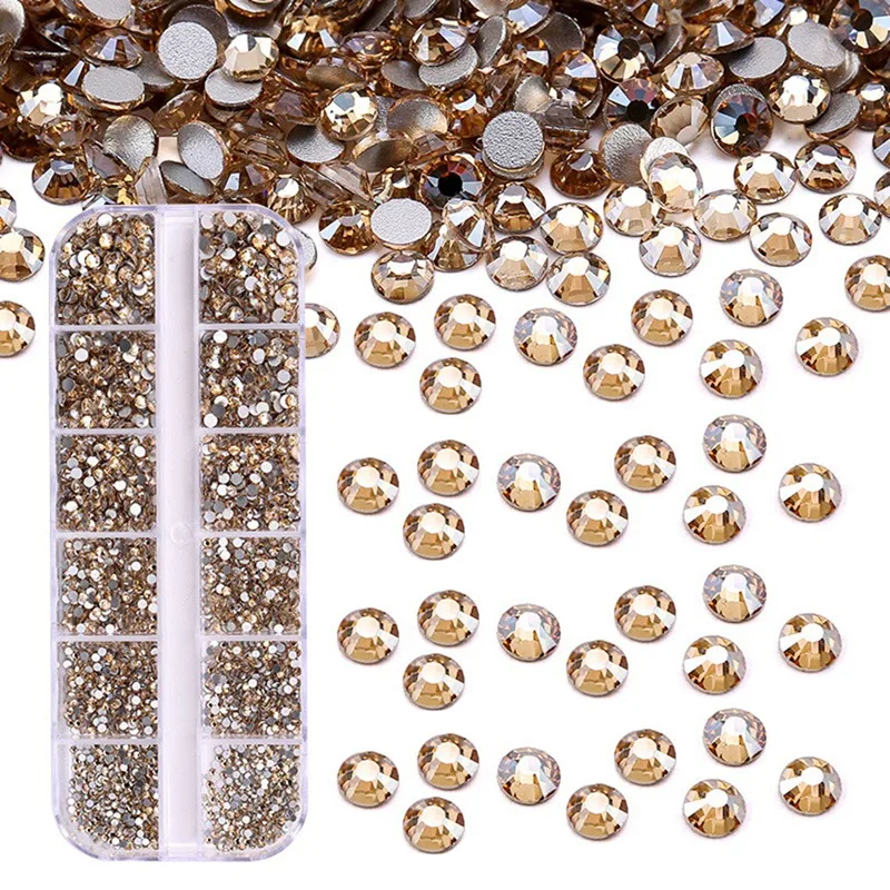 

3600 Pcs Hotfix Rhinestone 6 Sizes Flatback Round Glass Crystal Rhinestones Glass Stones For DIY Manicure