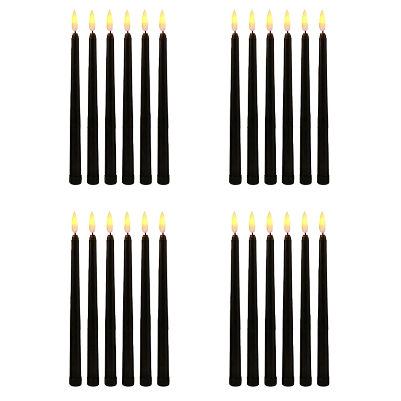 

Упаковка из 24 черных светодиодный свечей на день рождения, желтая беспламенная Мерцающая батарея