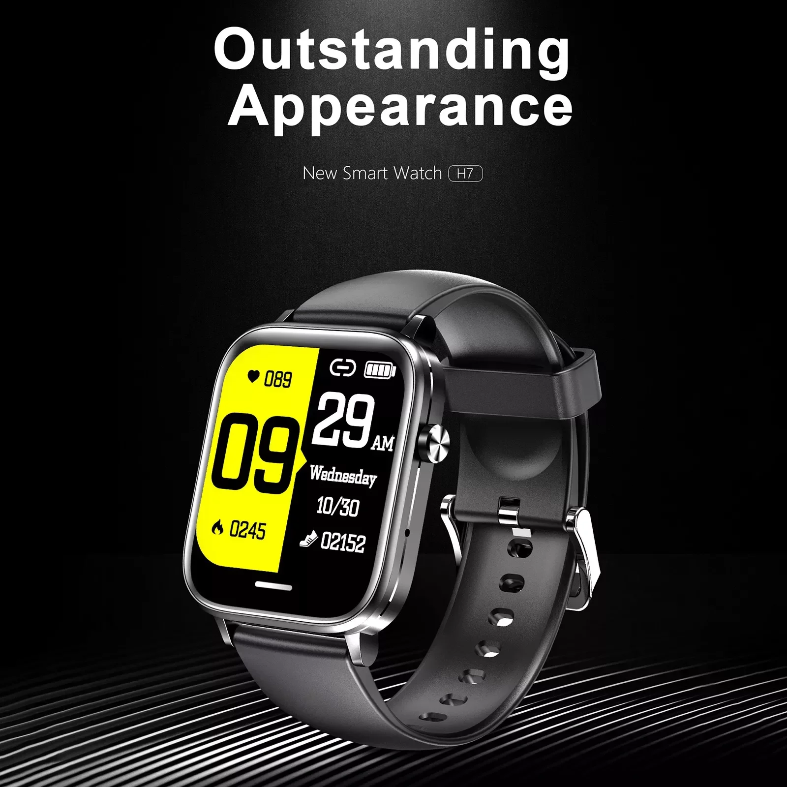 

Smart Watch H7 Heart Rate Blood Pressure Oxygen Fitness Tracker Temperature Men Women Sport Braclet Call SMS Alarm Color Screen