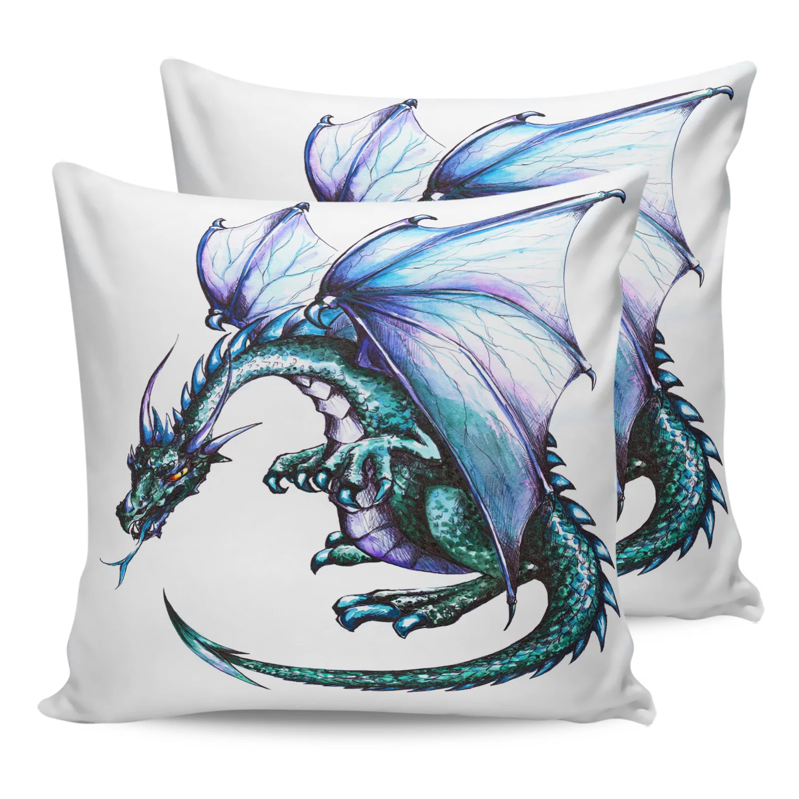 

2PC Pillowcase Dragon Medieval White Sofa Cushion Cover Bedding Dakimakura Pillow Cover House Home Decorative Pillow Cases