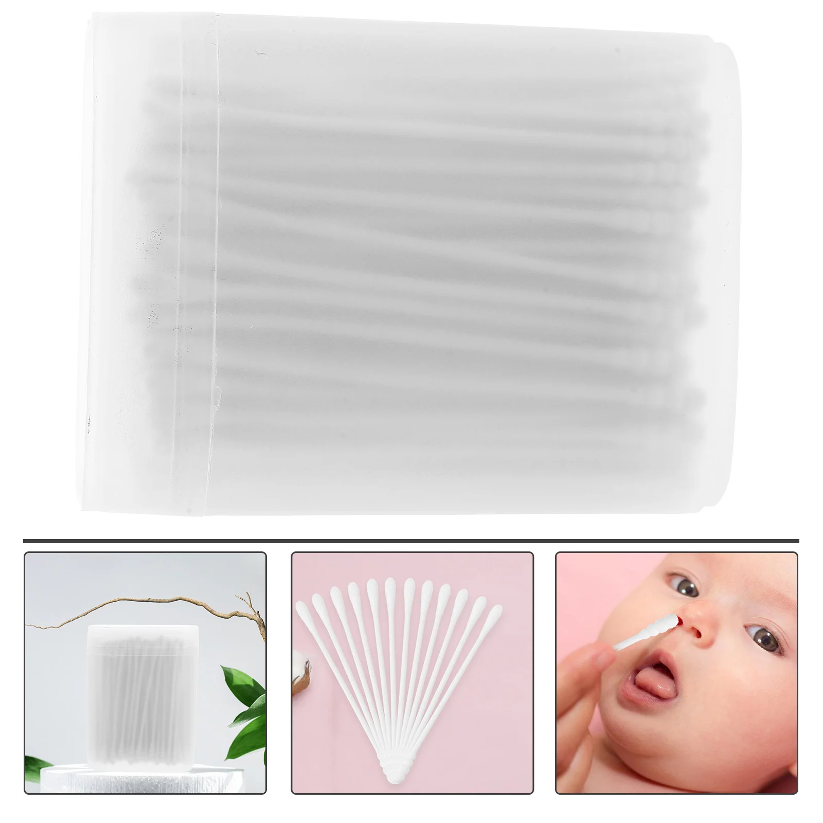 

200 Pcs Ear Buds Makeup Tool Swab Cotton Swabs Double Head Different Heads Baby Care