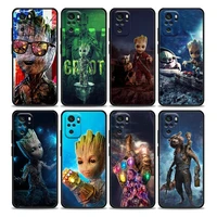 phone case for redmi 10 9 9a 9c 9i k20 k30 k40 plus note 10 11 pro soft case cover cute marvel groot