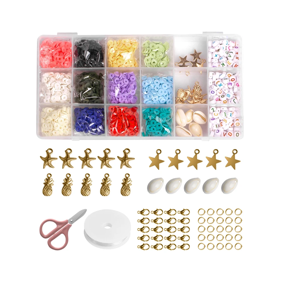 

Clay Spacer Beads Letter Acrylic Beads with Charms for Jewelry Making DIY Accessories