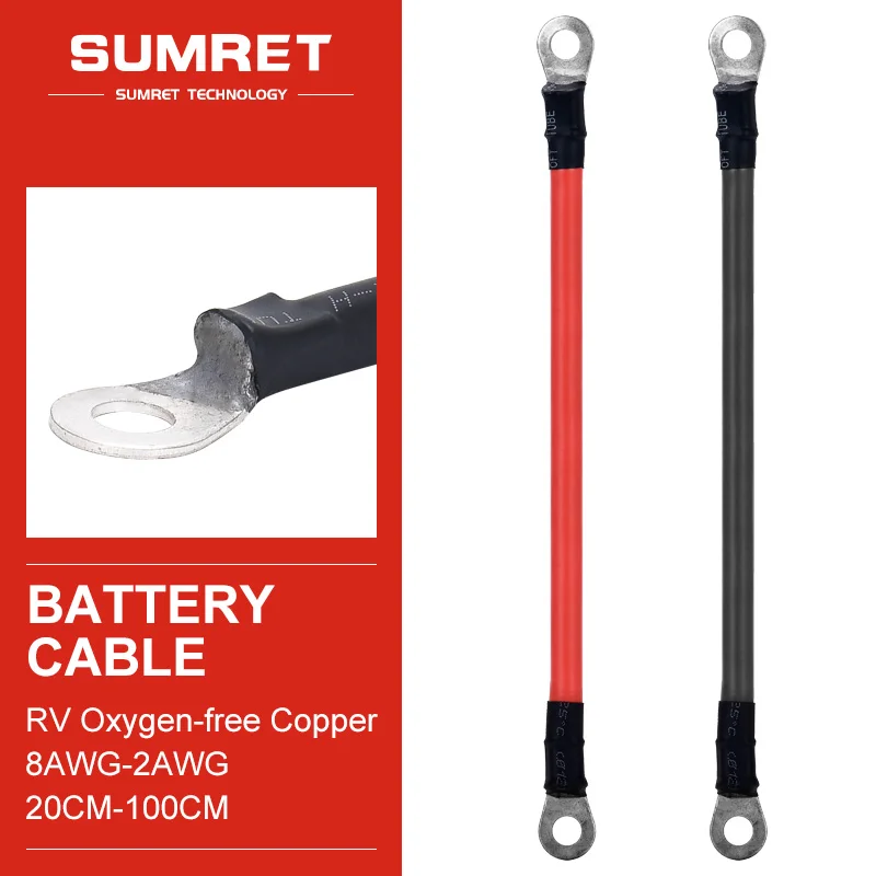 

Car Jumper Cable Battery Belt Connection 8 6 4 2 AWG Jump Starter Wire For Car Battery UPS Inverter M8 M6 M10 High Current Wire