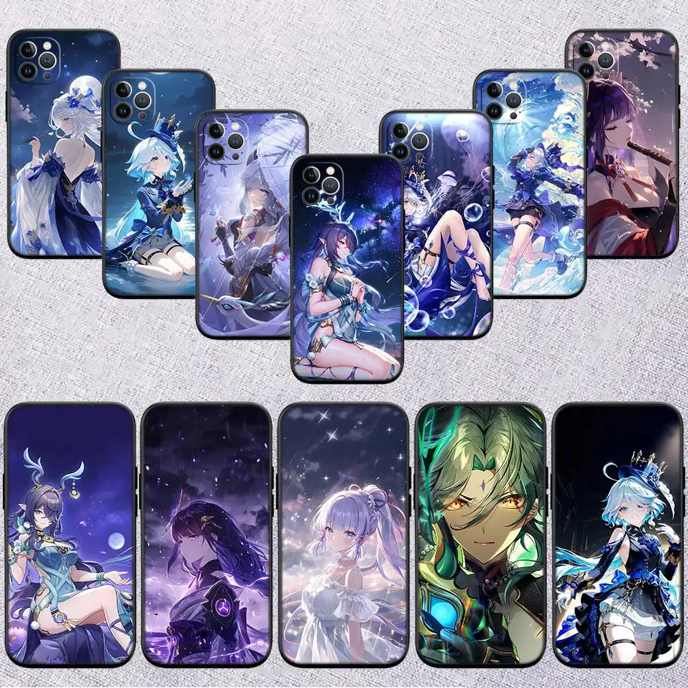 Фото Новый высококачественный чехол NH29 Genshin Impact для iPhone SE, X, XS, XR, 16E, 17, 11 Pro Max, 8, 7, 6, 6s Plus, Air №3