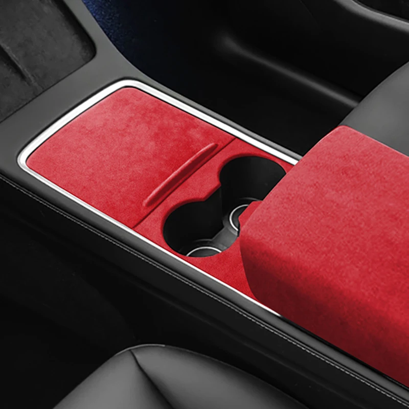 Купи For Tesla Model 3, Model Y 2018 2019 2020 2021 2022 Alcantara Central Cups Cover Sheath Shell Black, Red Colour за 1,115 рублей в магазине AliExpress