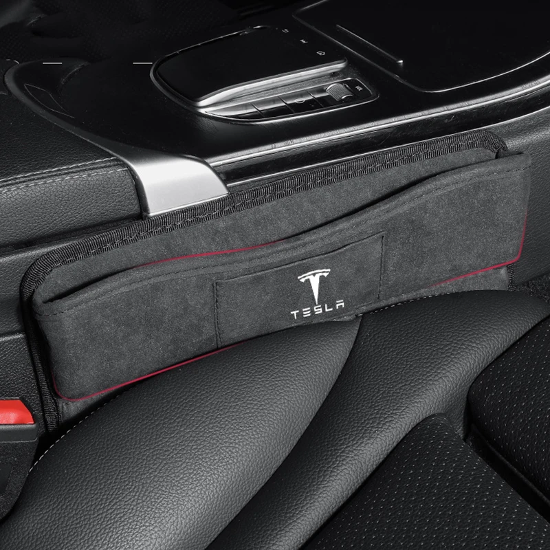 

Кожаная сумка для хранения зазора на сиденье, замшевый пух для Tesla Model 3/Y, товары для интерьера автомобиля