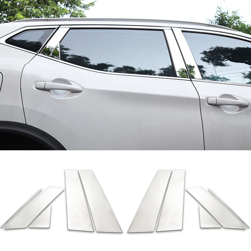

Stainless Steel Car Window Pillar Post Cover Strip Trim Sticker For Nissan Qashqai J11 2014-2020 Chromium Styling AUTO Accessory