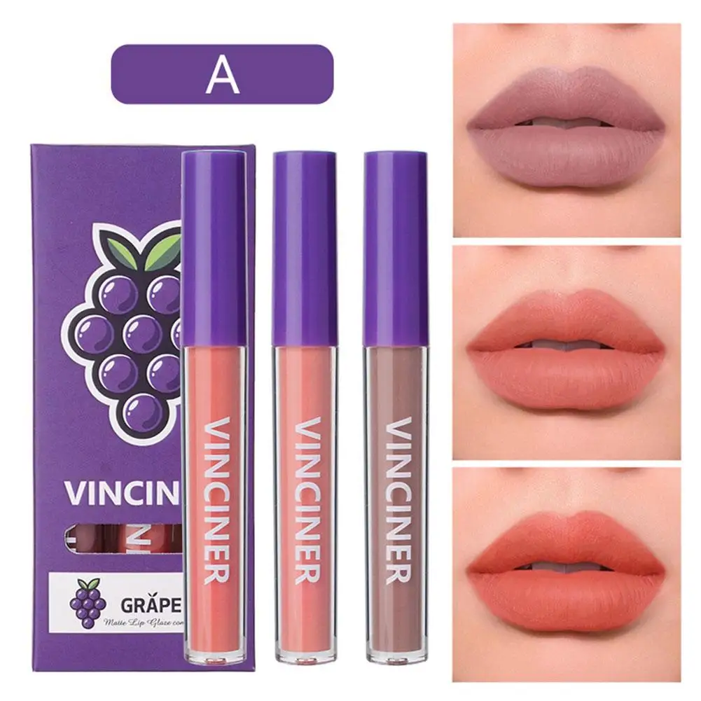 

3PCS/Set Velvet Matte Lip Gloss Set Matte Long Lasting Waterproof Sexy Red Lipstick Kit Moisturizing Professional Women Makeup
