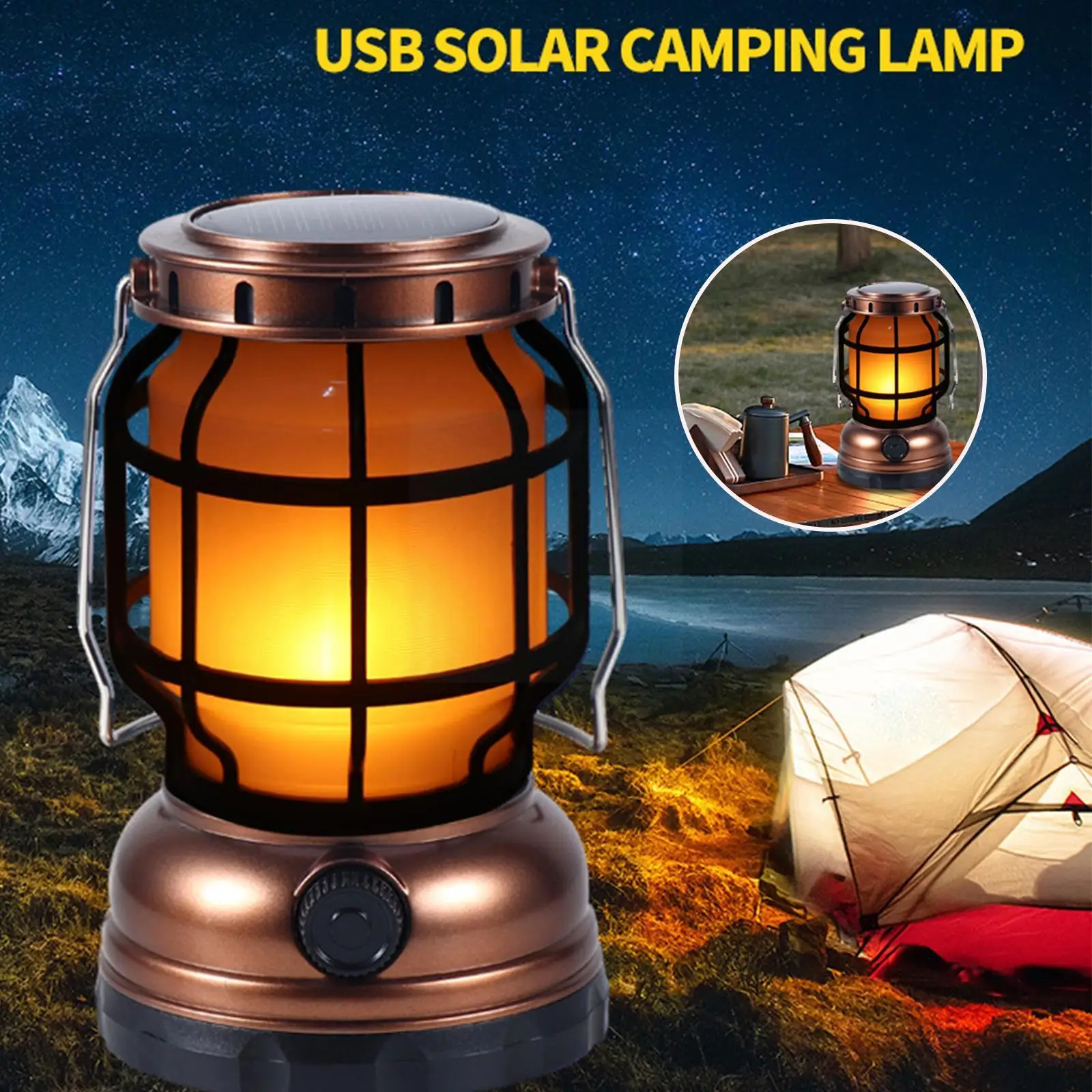 

Solar Mini Vintage Metal Hanging Lanterns Battery Warm Light Led Camp Lantern Rechargeable Lightweight Tent Light For Outdo N0a6