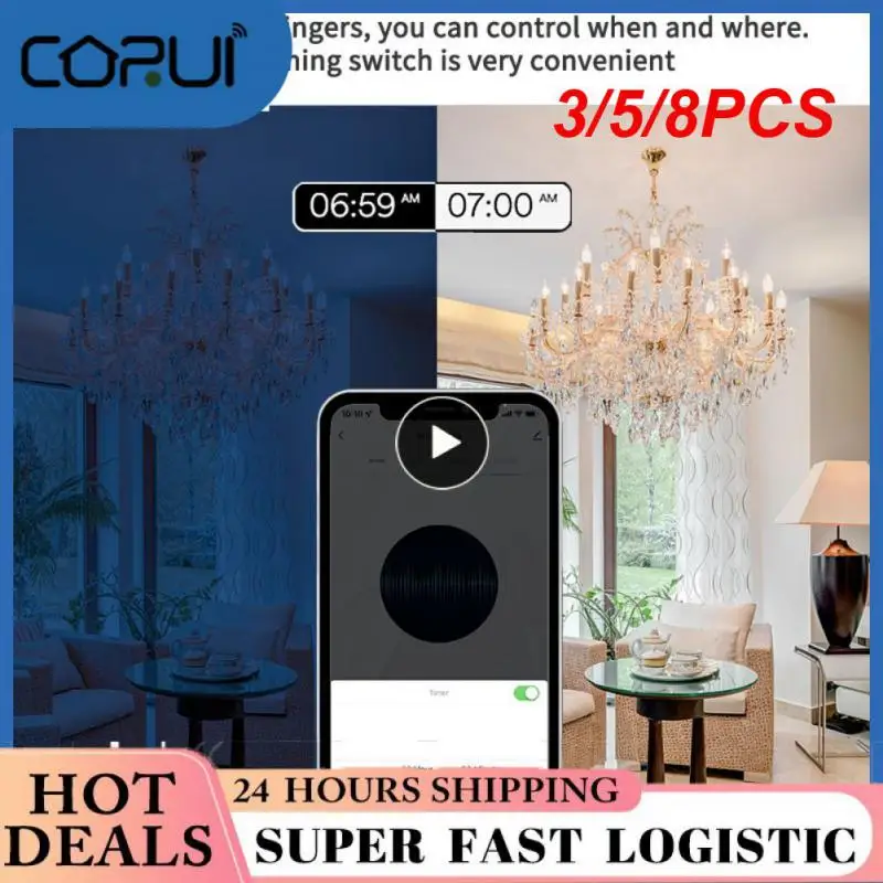 

3/5/8PCS 5w Tuya Smart Lamp Brightness Adjustable Candelabra Lamp Rgbcw Wifi With Alexa Google Home Alice