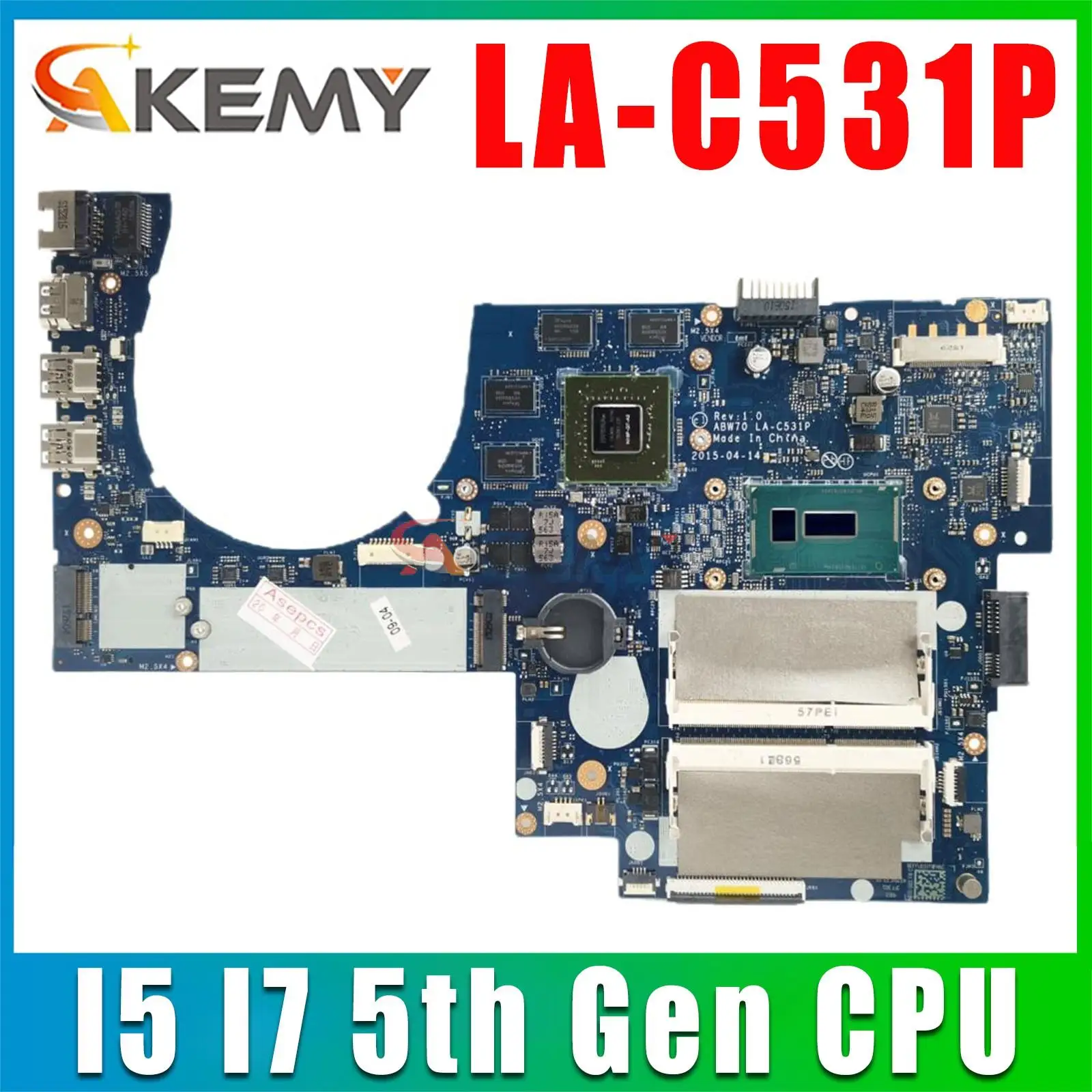 

ABW70 LA-C531P For HP Envy 17T-N M7-N Laptop Motherboard With i5-5200U i7-5500U 940M 2GB-GPU 813681-001 813681-601 813680-601