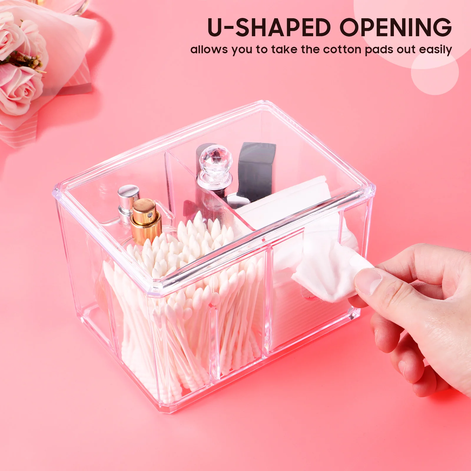 Органайзер для мелких предметов контейнер тампонов квадратный держатель ватных