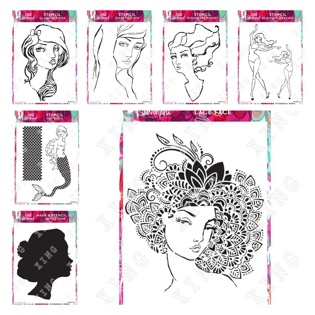 New Dainty Dame Top Tail Lace Face Dreamer Citizen glamour Waves Diy Layering Stencils Painting Scrapbook Coloring Embossing