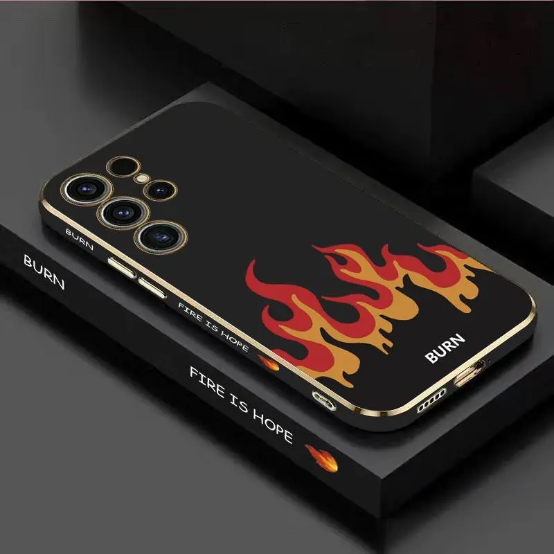 Fierce Fire Luxury Plating Phone Case For Samsung Galaxy S23 S22 S21 S10 S9 S8 Plus Note 20 ultra 10 Plus Cover