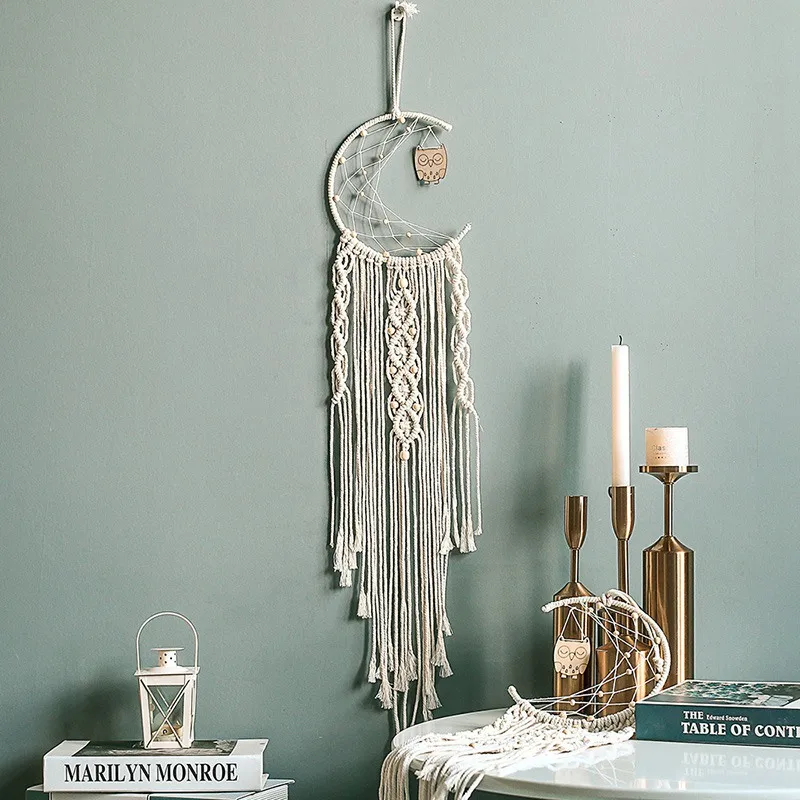 

Woven Wall Tapestry Bedroom Tapestry Wall Hanging Moon Star Handmade Wall Decor Knitted Bohemian Tapestry Home Decration