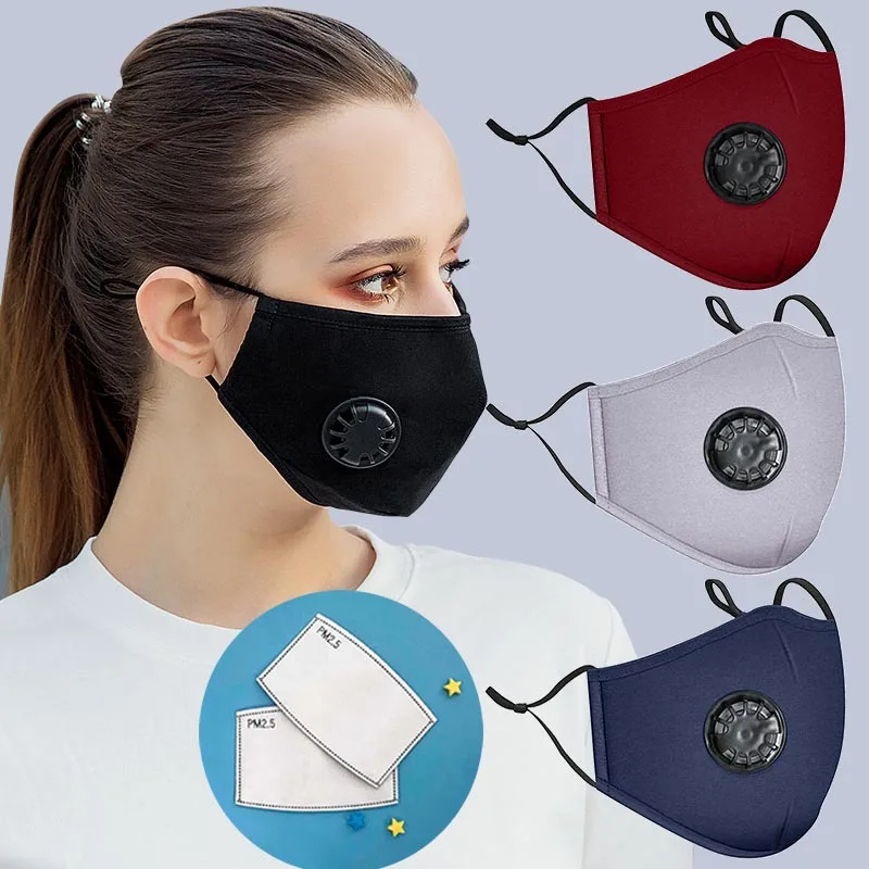 

Reusable Washable Cotton Mask Breathing Valve PM2.5 Anti-Dust Face Mask Unisex Replaceable Filter 5-layer Protective Filter