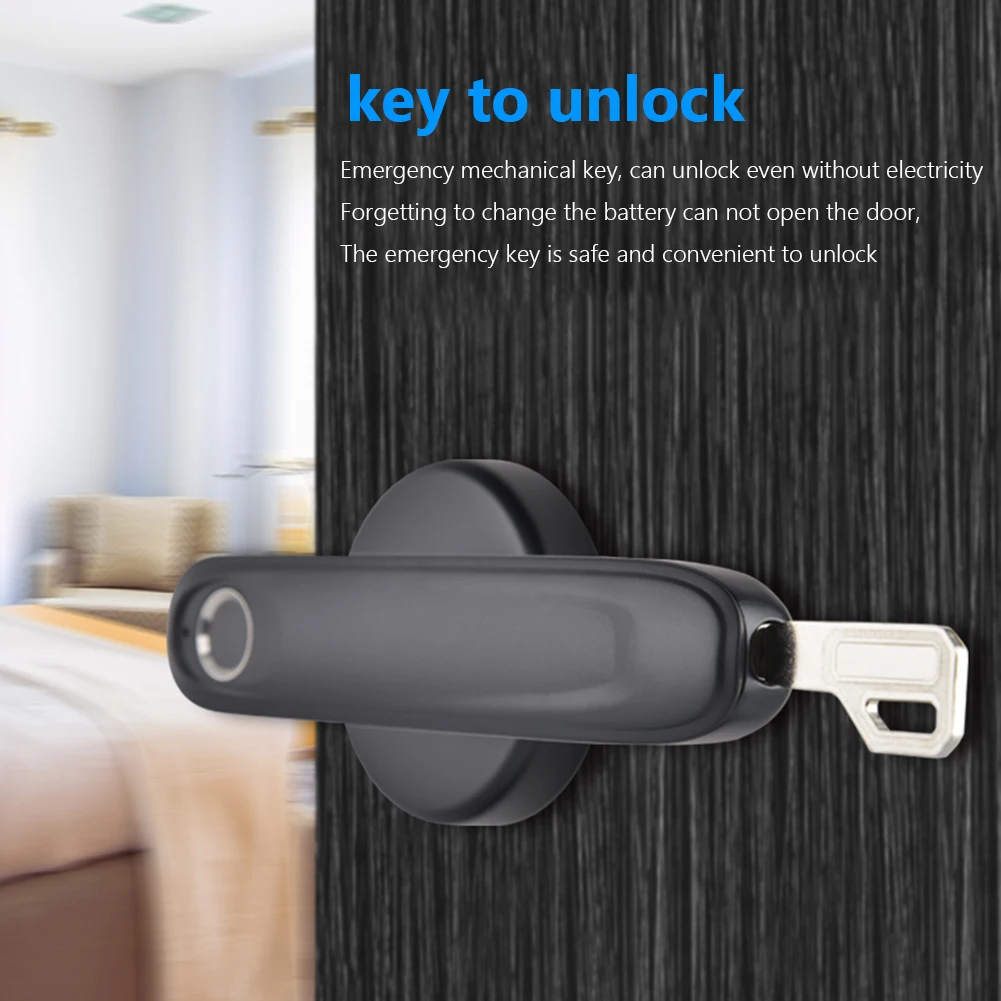 

Smart Fingerprint Lever Handle Lock USB Charging Electronic Door Locks Battery Powered with 2 Keys Keyless Entry for Apartment