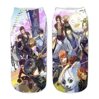anime gintama mens socks cartoon fashion womens sock harajuku high quality creative printing cosplay casual adult short socks