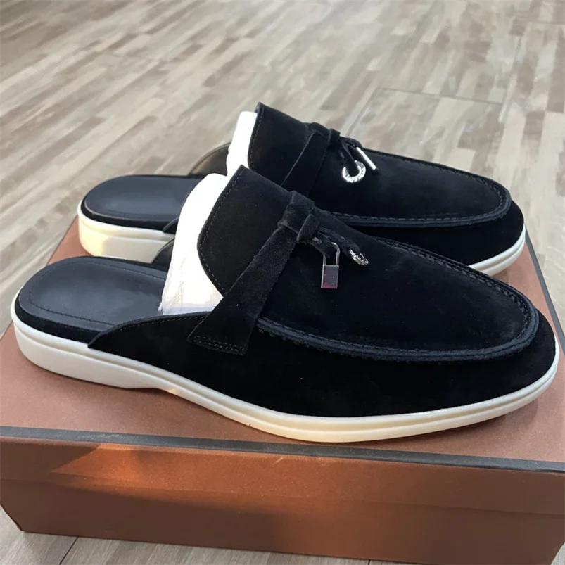 High Quality Women's Summer Cashmere Fashion Flat Loafers Women's Locking Pendant Comfortable Loafers Casual Women's Sandals.