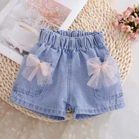 summer kids girls denim shorts new baby girl bow design casual pants childrens jeans teen girls shorts 1 12y girls shorts