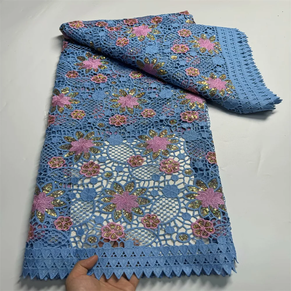 Высококачественная вышитая блестками нигерийская французская Водорастворимая