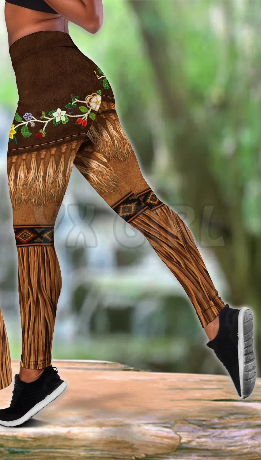 Native Retro Pattern   3D Printed Tank Top+Legging Combo Outfit Yoga Fitness Legging Women