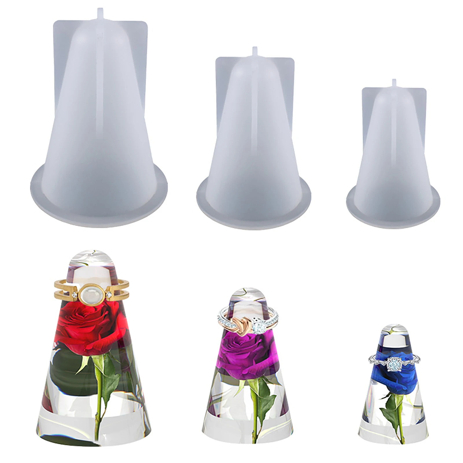 

Ring Cone Resin Mold Epoxy Resin Mold DIY Conical Ring Holder Molds Silicone Casting Mold For Soap Aromatherapy Candle Crafting