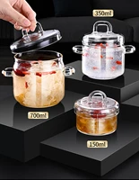 wholesale large capacity transparent double ear glass pot with open fire stew pot