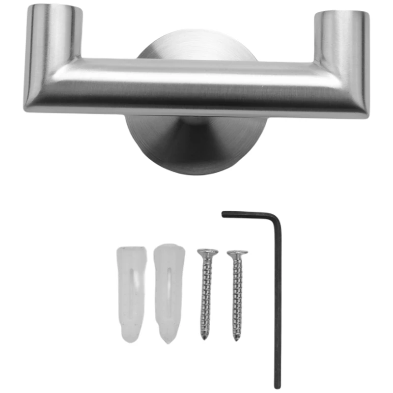 

Bathroom Double Hook, Bath Towel Holder, Coat Purse Hanger, Hand Towel Rack, Double Robe Towel Hook For Wall, Brushed