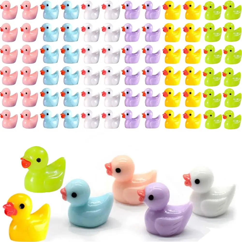 

300pcs Mini Resin Duck Figurines Miniature Ornament Tiny Duck Animal Figures Fairy Garden Micro Landscape Potted Plants Decor